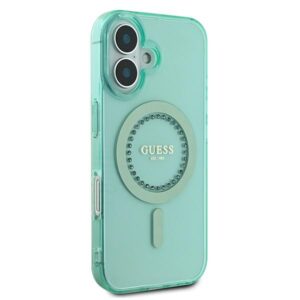 Guess GUHMP16SPFTDTEN Apple iPhone 16 6.1" green kietas dėklas IML Rhinestones MagSafe - Image 4