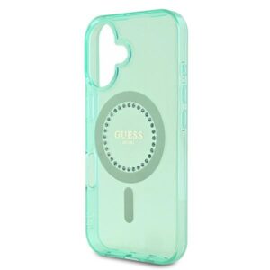 Guess GUHMP16MPFTDTEN Apple iPhone 16 Plus 6.7" green kietas dėklas IML Rhinestones MagSafe - Image 6