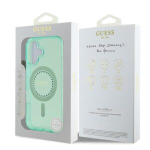 Guess GUHMP16MPFTDTEN Apple iPhone 16 Plus 6.7" green kietas dėklas IML Rhinestones MagSafe - Image 8