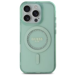 Guess GUHMP16XPFTDTEN Apple iPhone 16 Pro Max 6.9" green kietas dėklas IML Rhinestones MagSafe - Image 3