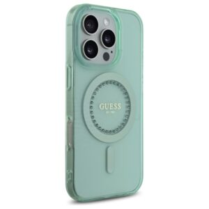 Guess GUHMP16XPFTDTEN Apple iPhone 16 Pro Max 6.9" green kietas dėklas IML Rhinestones MagSafe - Image 4