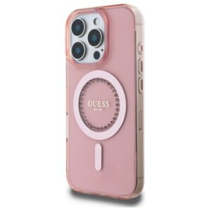 Guess GUHMP16XPFTDTEP Apple iPhone 16 Pro Max 6.9" rožinės spalvos kietas dėklas IML Rhinestones MagSafe - Image 2