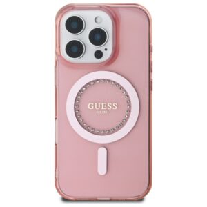Guess GUHMP16XPFTDTEP Apple iPhone 16 Pro Max 6.9" rožinės spalvos kietas dėklas IML Rhinestones MagSafe - Image 3
