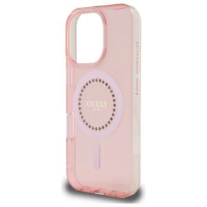 Guess GUHMP16XPFTDTEP Apple iPhone 16 Pro Max 6.9" rožinės spalvos kietas dėklas IML Rhinestones MagSafe - Image 6