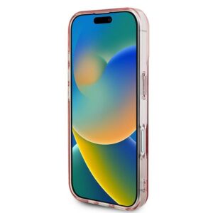 Guess GUHMP16SPFTDTEP Apple iPhone 16 6.1" rožinės spalvos kietas dėklas IML Rhinestones MagSafe - Image 5