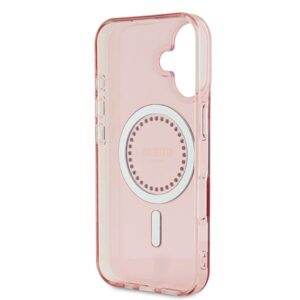 Guess GUHMP16SPFTDTEP Apple iPhone 16 6.1" rožinės spalvos kietas dėklas IML Rhinestones MagSafe - Image 7