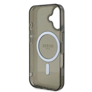 Guess GUHMP16SHFGEREK Apple iPhone 16 6.1" juodos spalvos kietas dėklas IML Glitter Circle MagSafe - Image 7