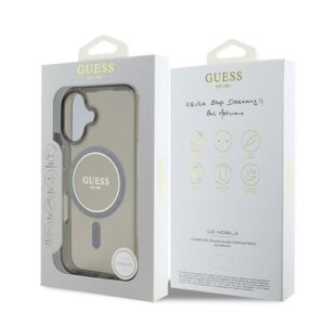 Guess GUHMP16SHFGEREK Apple iPhone 16 6.1" juodos spalvos kietas dėklas IML Glitter Circle MagSafe - Image 8