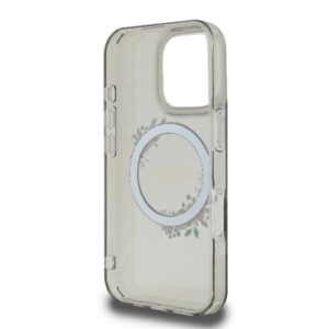 Guess GUHMP16LHFWFCK Apple iPhone 16 Pro 6.3" juodos spalvos kietas dėklas IML Flowers Wreath MagSafe - Image 7