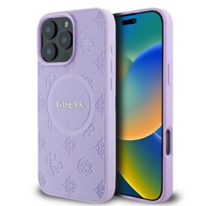 Guess GUHMP16XPSAPSMEU Apple iPhone 16 Pro Max 6.9" violetinės spalvos kietas dėklas Saffiano Peony Classic Logo M