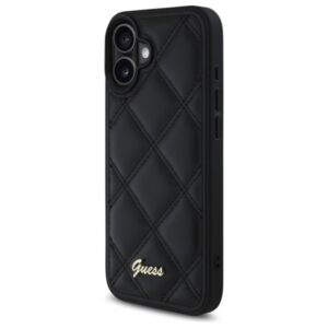 Guess GUHCP16MPSQSQSK Apple iPhone 16 Plus 6.7" juodos spalvos kietas dėklas Quilted Metal Logo - Image 2