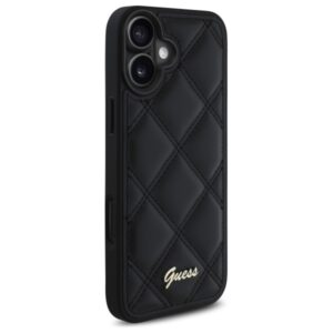 Guess GUHCP16MPSQSQSK Apple iPhone 16 Plus 6.7" juodos spalvos kietas dėklas Quilted Metal Logo - Image 4