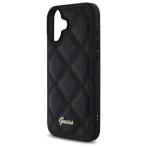 Guess GUHCP16MPSQSQSK Apple iPhone 16 Plus 6.7" juodos spalvos kietas dėklas Quilted Metal Logo - Image 6