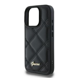 Guess GUHCP16LPSQSQSK Apple iPhone 16 Pro 6.3" juodos spalvos kietas dėklas Quilted Metal Logo - Image 6