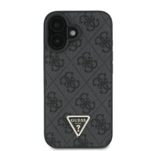 Guess GUHCP16SP4TDSCPK Apple iPhone 16 6.1" juodos spalvos kietas dėklas Leather Metal Logo Strass Crossbody - Image 3
