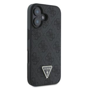 Guess GUHCP16SP4TDSCPK Apple iPhone 16 6.1" juodos spalvos kietas dėklas Leather Metal Logo Strass Crossbody - Image 4