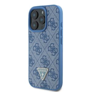 Guess GUHCP16LP4TDSCPB Apple iPhone 16 Pro 6.3" blue kietas dėklas Leather Metal Logo Strass Crossbody - Image 2