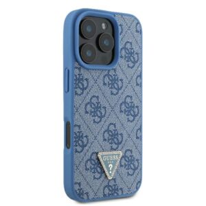 Guess GUHCP16LP4TDSCPB Apple iPhone 16 Pro 6.3" blue kietas dėklas Leather Metal Logo Strass Crossbody - Image 4