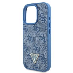 Guess GUHCP16LP4TDSCPB Apple iPhone 16 Pro 6.3" blue kietas dėklas Leather Metal Logo Strass Crossbody - Image 6
