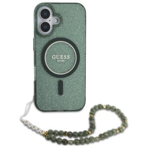 Guess GUHMP16MHGCRELSA Apple iPhone 16 Plus 6.7" žalios spalvos hardcase IML Glitter With Pearl Strap MagSaf - Image 2