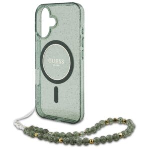 Guess GUHMP16MHGCRELSA Apple iPhone 16 Plus 6.7" žalios spalvos hardcase IML Glitter With Pearl Strap MagSaf - Image 5