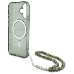 Guess GUHMP16MHGCRELSA Apple iPhone 16 Plus 6.7" žalios spalvos hardcase IML Glitter With Pearl Strap MagSaf - Image 6