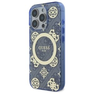 Guess GUHMP16LH4PYEEB Apple iPhone 16 Pro 6.3" blue kietas dėklas IML Peony On 4G Background MagSafe - Image 2