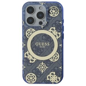 Guess GUHMP16LH4PYEEB Apple iPhone 16 Pro 6.3" blue kietas dėklas IML Peony On 4G Background MagSafe - Image 3