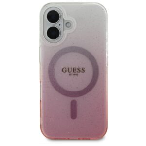 Guess GUHMP16SHGRCELP Apple iPhone 16 6.1" rožinės spalvos kietas dėklas IML Glitter Gradient MagSafe - Image 3