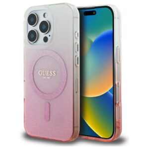 Guess GUHMP16LHGRCELP Apple iPhone 16 Pro 6.3" rožinės spalvos kietas dėklas IML Glitter Gradient MagSafe