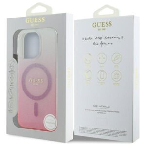 Guess GUHMP16LHGRCELP Apple iPhone 16 Pro 6.3" rožinės spalvos kietas dėklas IML Glitter Gradient MagSafe - Image 8