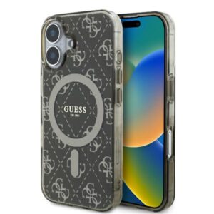 Guess GUHMP16SH4DTEW Apple iPhone 16 6.1"rudos spalvos kietas dėklas IML 4G Background MagSafe