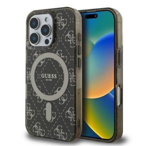 Guess GUHMP16LH4DTEW Apple iPhone 16 Pro 6.3" rudos spalvos kietas dėklas IML 4G Background MagSafe
