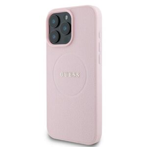 Guess GUHMP16LPGHSMMP Apple iPhone 16 Pro 6.3" rožinės spalvos kietas dėklas Grained Ring MagSafe - Image 2
