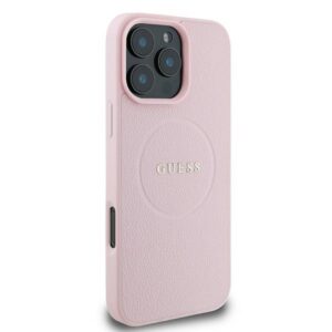 Guess GUHMP16LPGHSMMP Apple iPhone 16 Pro 6.3" rožinės spalvos kietas dėklas Grained Ring MagSafe - Image 4