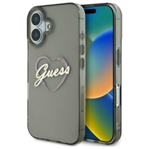 Guess GUHCP16MHCHGSPK Apple iPhone 16 Plus6.7" juodos spalvos kietas dėklas IML Heart