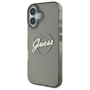 Guess GUHCP16MHCHGSPK Apple iPhone 16 Plus6.7" juodos spalvos kietas dėklas IML Heart - Image 2