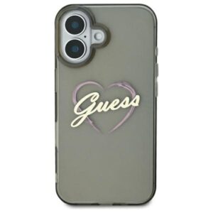 Guess GUHCP16MHCHGSPK Apple iPhone 16 Plus6.7" juodos spalvos kietas dėklas IML Heart - Image 3