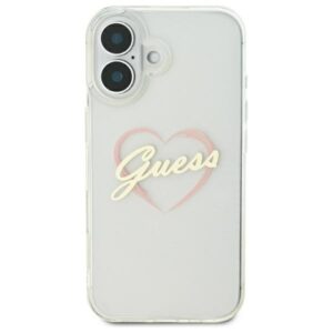 Guess GUHCP16MHCHGSPT Apple iPhone 16 plus 6.7" skaidrus kietas dėklas IML Heart - Image 3