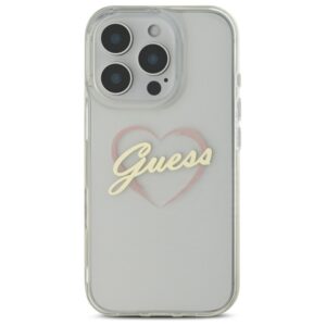 Guess GUHCP16LHCHGSPT Apple iPhone 16 Pro 6.3" skaidrus kietas dėklas IML Heart - Image 3