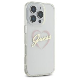 Guess GUHCP16LHCHGSPT Apple iPhone 16 Pro 6.3" skaidrus kietas dėklas IML Heart - Image 4