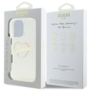 Guess GUHCP16LHCHGSPT Apple iPhone 16 Pro 6.3" skaidrus kietas dėklas IML Heart - Image 8