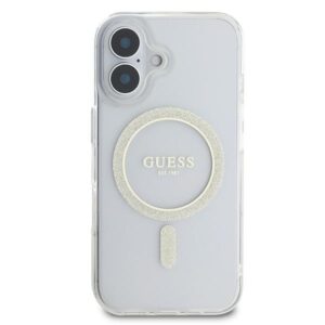 Guess GUHMP16SHFGERET Apple iPhone 16 6.1" skaidrus kietas dėklas IML Glitter Circle MagSafe - Image 3