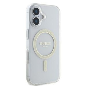 Guess GUHMP16SHFGERET Apple iPhone 16 6.1" skaidrus kietas dėklas IML Glitter Circle MagSafe - Image 4