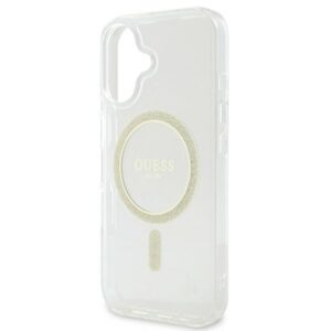 Guess GUHMP16SHFGERET Apple iPhone 16 6.1" skaidrus kietas dėklas IML Glitter Circle MagSafe - Image 6
