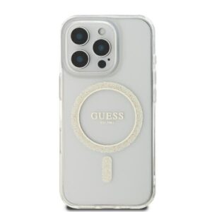 Guess GUHMP16LHFGERET Apple iPhone 16 Pro 6.3" skaidrus kietas dėklas IML Glitter Circle MagSaf - Image 3