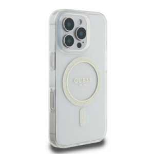 Guess GUHMP16LHFGERET Apple iPhone 16 Pro 6.3" skaidrus kietas dėklas IML Glitter Circle MagSaf - Image 4