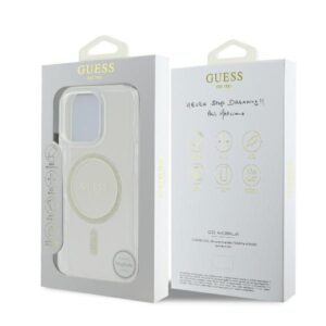 Guess GUHMP16LHFGERET Apple iPhone 16 Pro 6.3" skaidrus kietas dėklas IML Glitter Circle MagSaf - Image 8