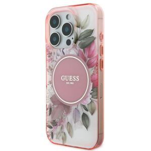 Guess GUHMP16XHFWBDCEP Apple iPhone 16 Pro Max 6.9" rožinės spalvos kietas dėklas IML Flower & Tonal Circle MagSafe - Image 2