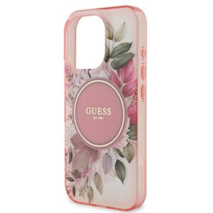 Guess GUHMP16XHFWBDCEP Apple iPhone 16 Pro Max 6.9" rožinės spalvos kietas dėklas IML Flower & Tonal Circle MagSafe - Image 6
